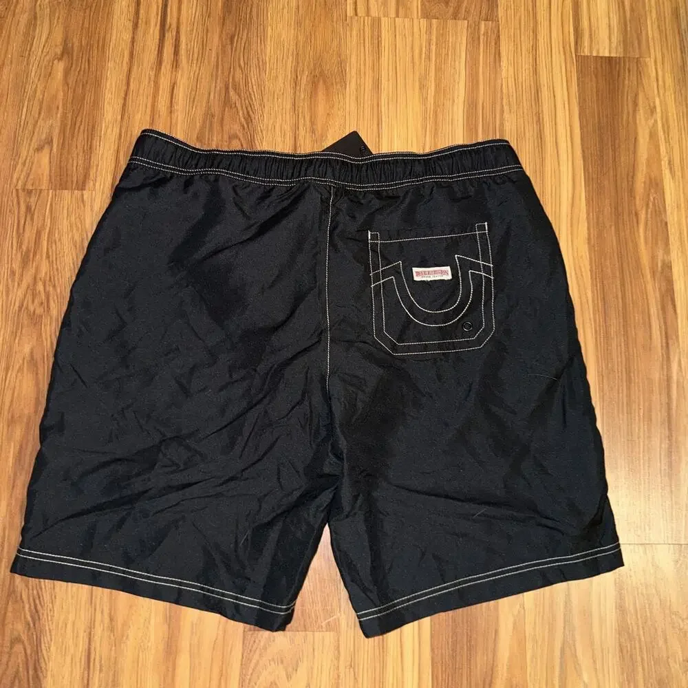 True Religion Lined Board Shorts Men’s Size XL Black NWT MSRP $99